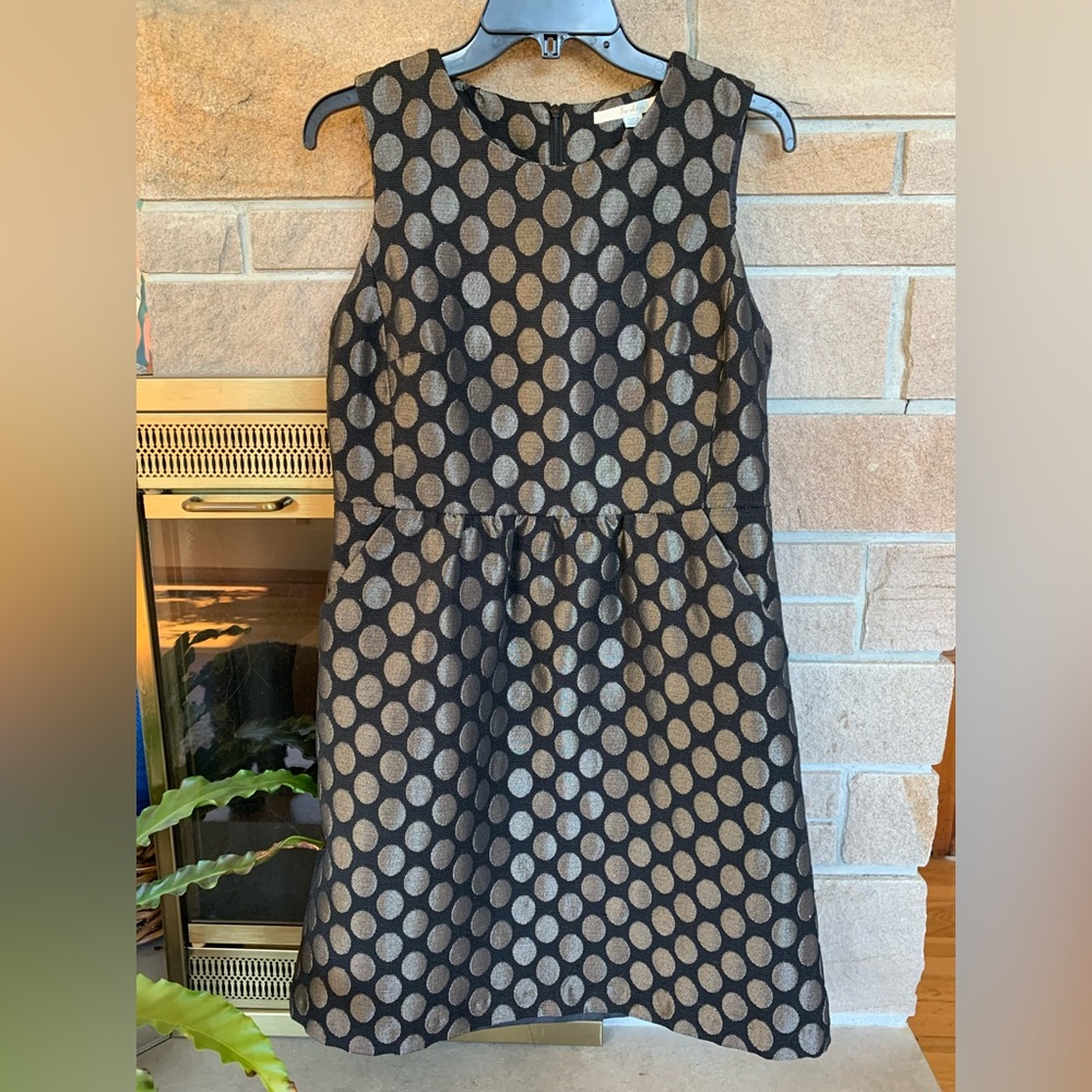 Boden Black and Gold Polka Dot Dress